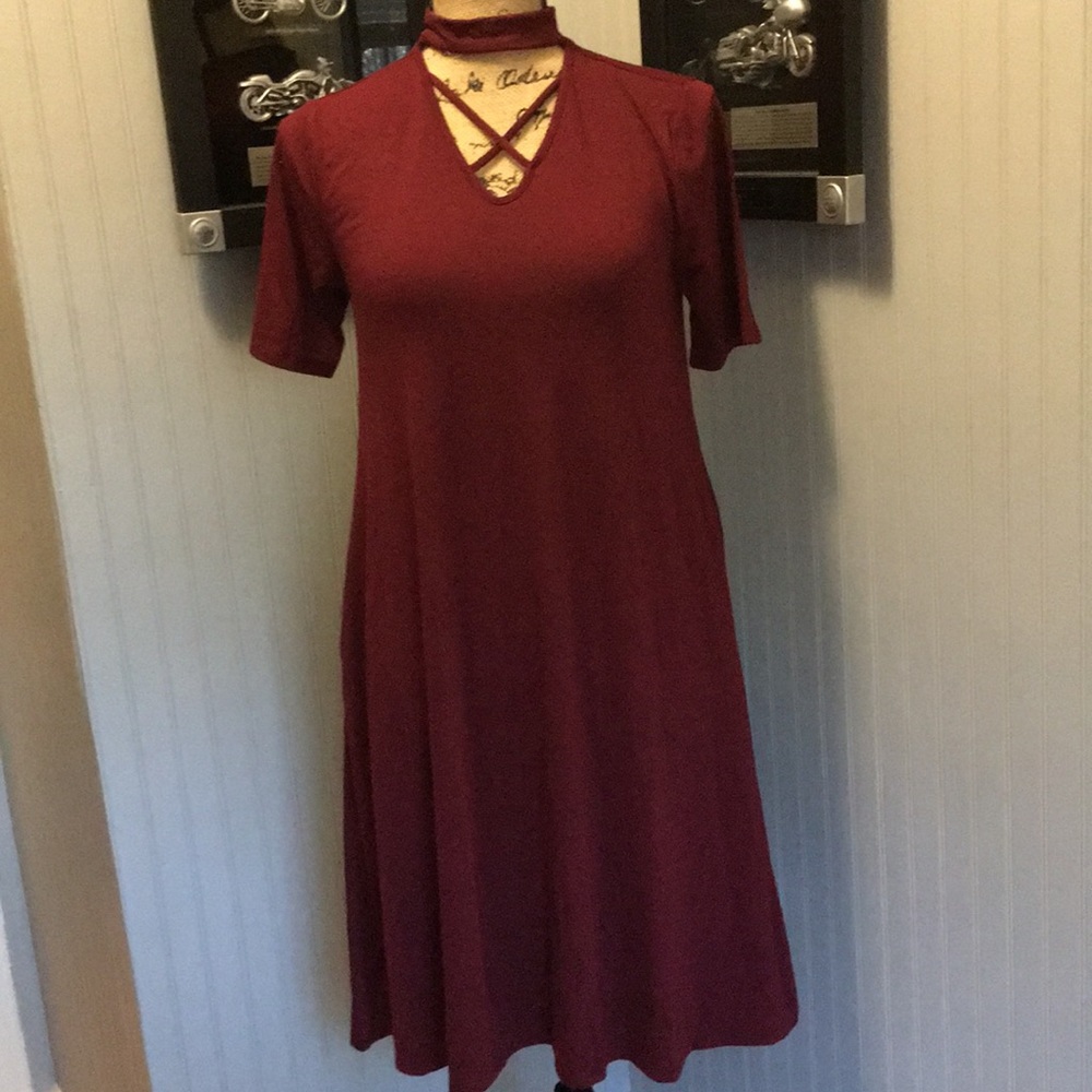 🎉Host Pick🎉Mock Neck Cross Front Dress - Picture 4 of 8